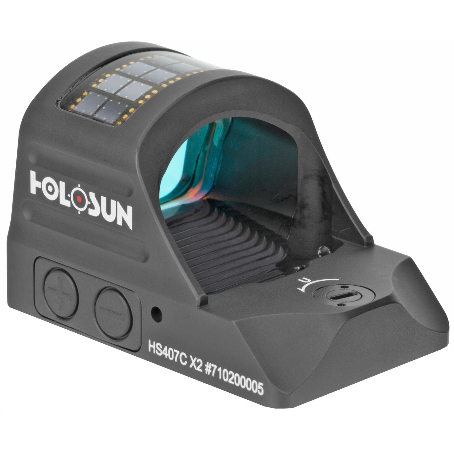 Holosun Technologies, 407C-X2, Red Dot, 2 MOA, Black, Side Battery, Solar Failsafe, Mount Not Included